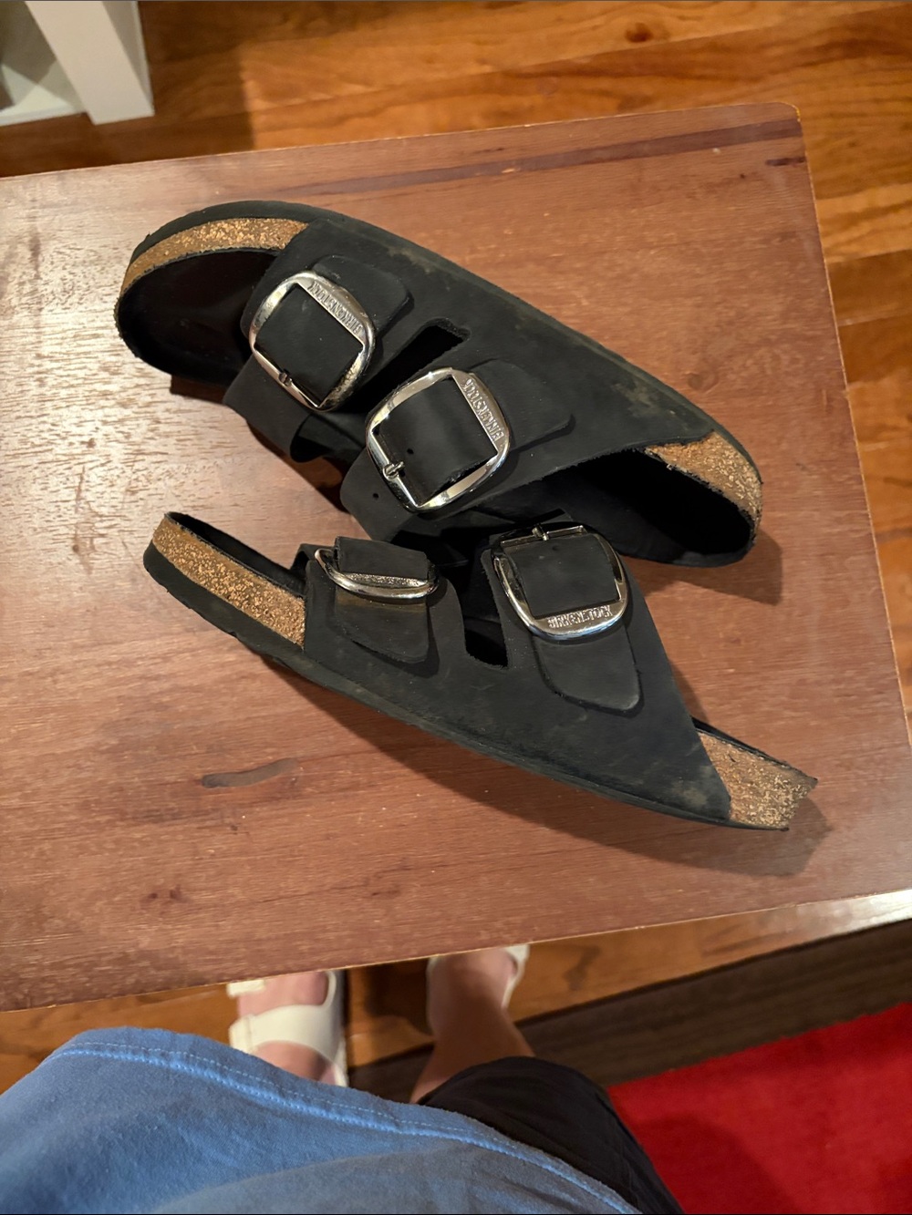 Birkenstock Black Double-Buckle Nubuck Slide Sandals - Picture 5 of 5